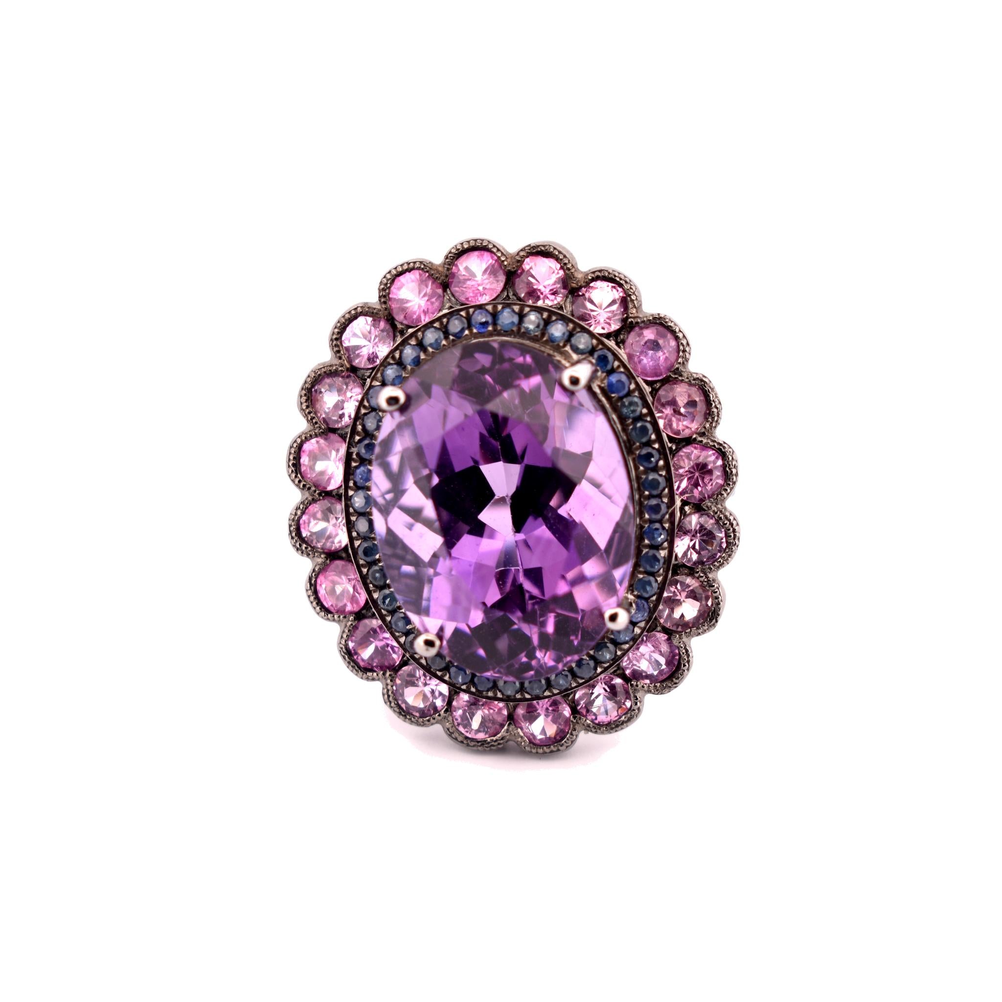 Amethyst Ring with natural gem stones.
