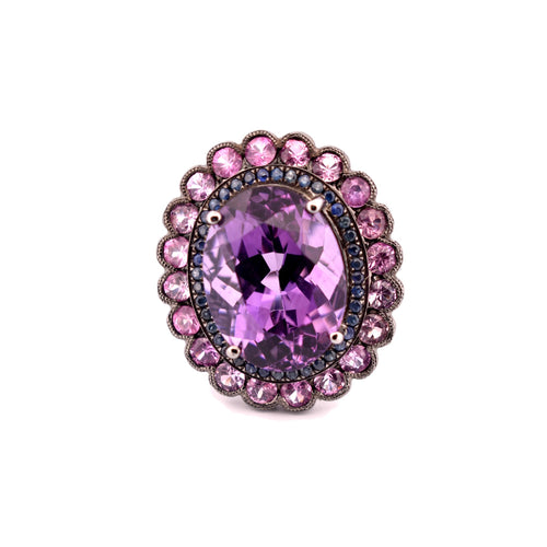 Amethyst Ring with natural gem stones.